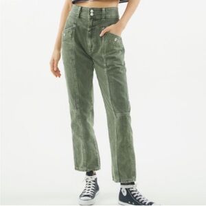 BDG Olive acid wash Sofia yoke high waisted Ankle Jeans 24